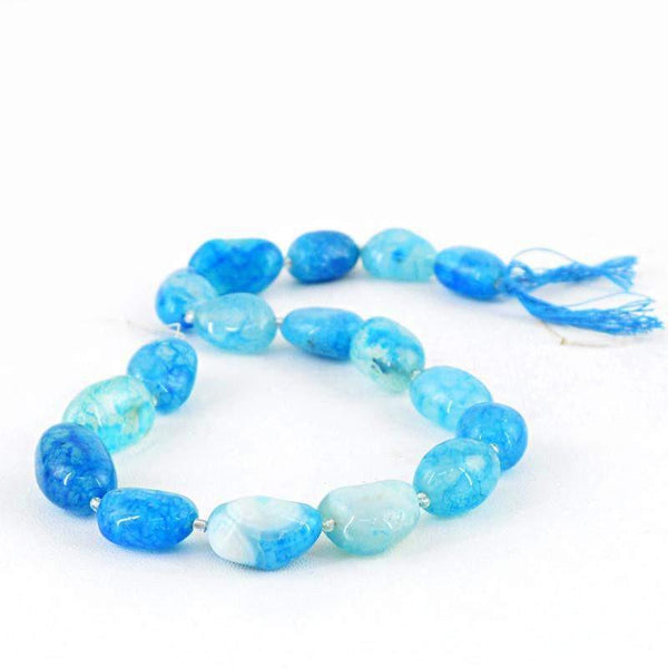 gemsmore:Natural Blue Onyx Drilled Beads Strand