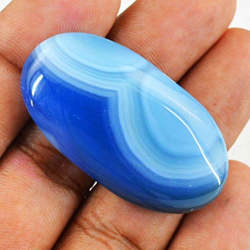 gemsmore:Natural Blue Onyx Gemstone - Oval Shape gemsmore:Natural Blue Onyx Gemstone - Oval Shape