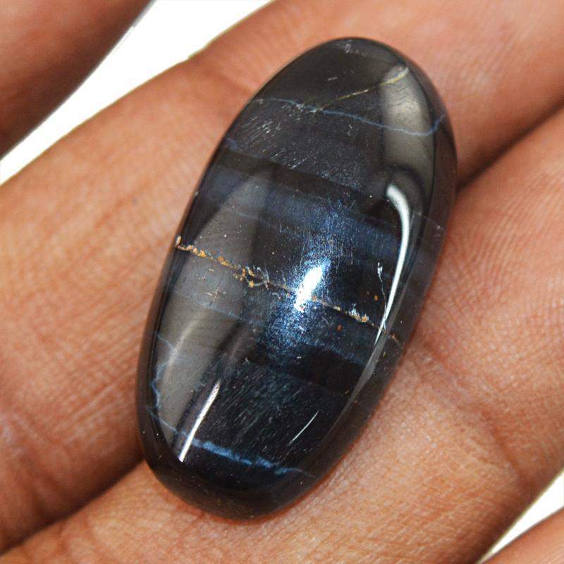 gemsmore:Natural Blue Power Tiger Eye Oval Shape Unheated Gemstone gemsmore:Natural Blue Power Tiger Eye Oval Shape Unheated Gemstone