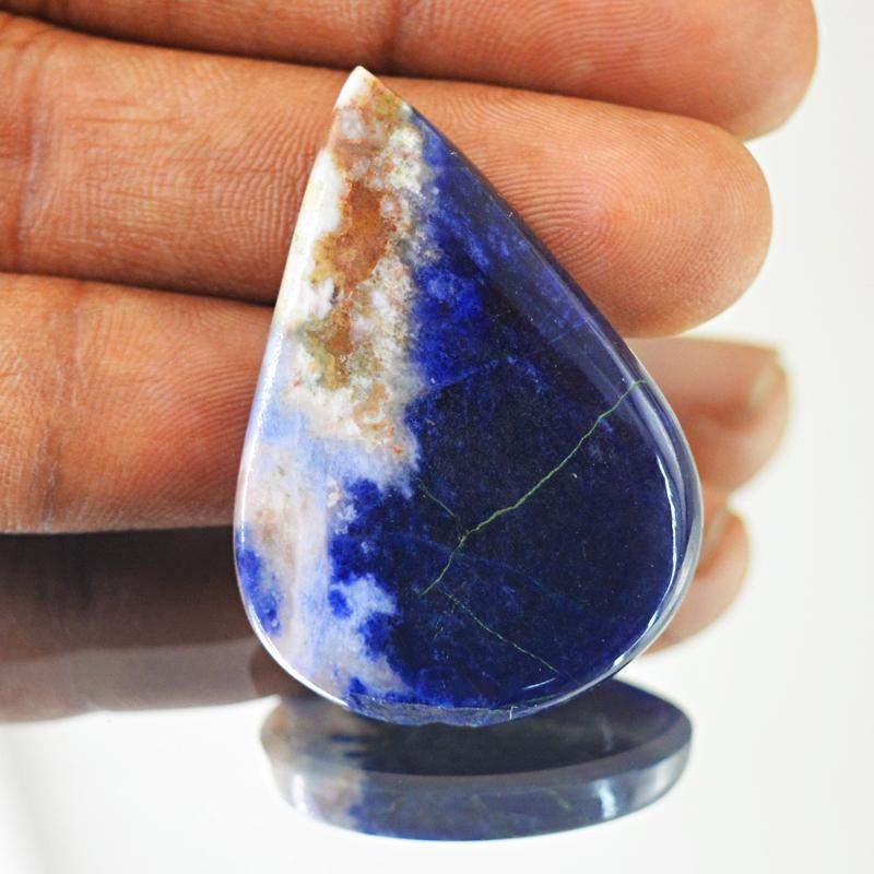 gemsmore:Natural Blue Sodalite Pear Shape Loose Gemstone gemsmore:Natural Blue Sodalite Pear Shape Loose Gemstone