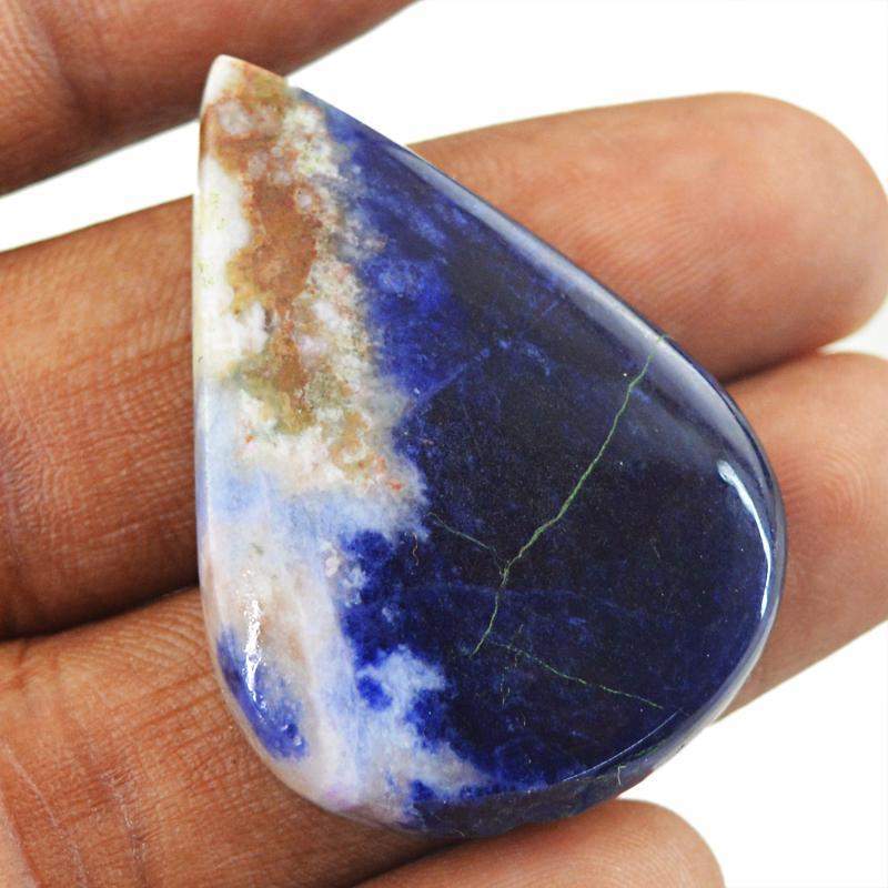 gemsmore:Natural Blue Sodalite Pear Shape Loose Gemstone gemsmore:Natural Blue Sodalite Pear Shape Loose Gemstone