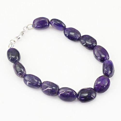 gemsmore:Natural Bolivian Amethyst Oval Beads Bracelet gemsmore:Natural Bolivian Amethyst Oval Beads Bracelet