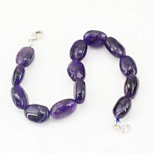 gemsmore:Natural Bolivian Amethyst Oval Beads Bracelet gemsmore:Natural Bolivian Amethyst Oval Beads Bracelet