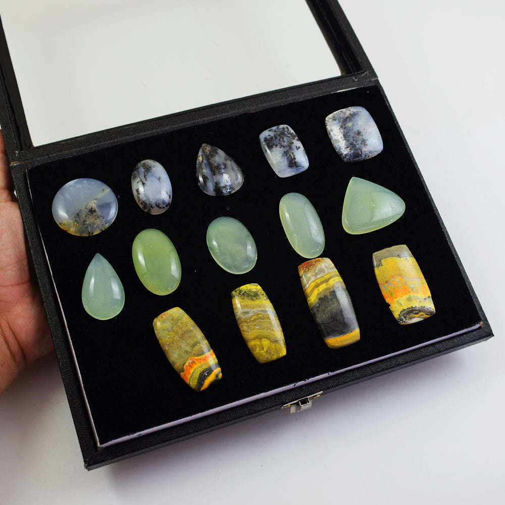 gemsmore:Natural Bumble Bee Jasper,Dendrite Opal,Chalcedony Untreated Gemstone Cabochon Lot gemsmore:Natural Bumble Bee Jasper,Dendrite Opal,Chalcedony Untreated Gemstone Cabochon Lot