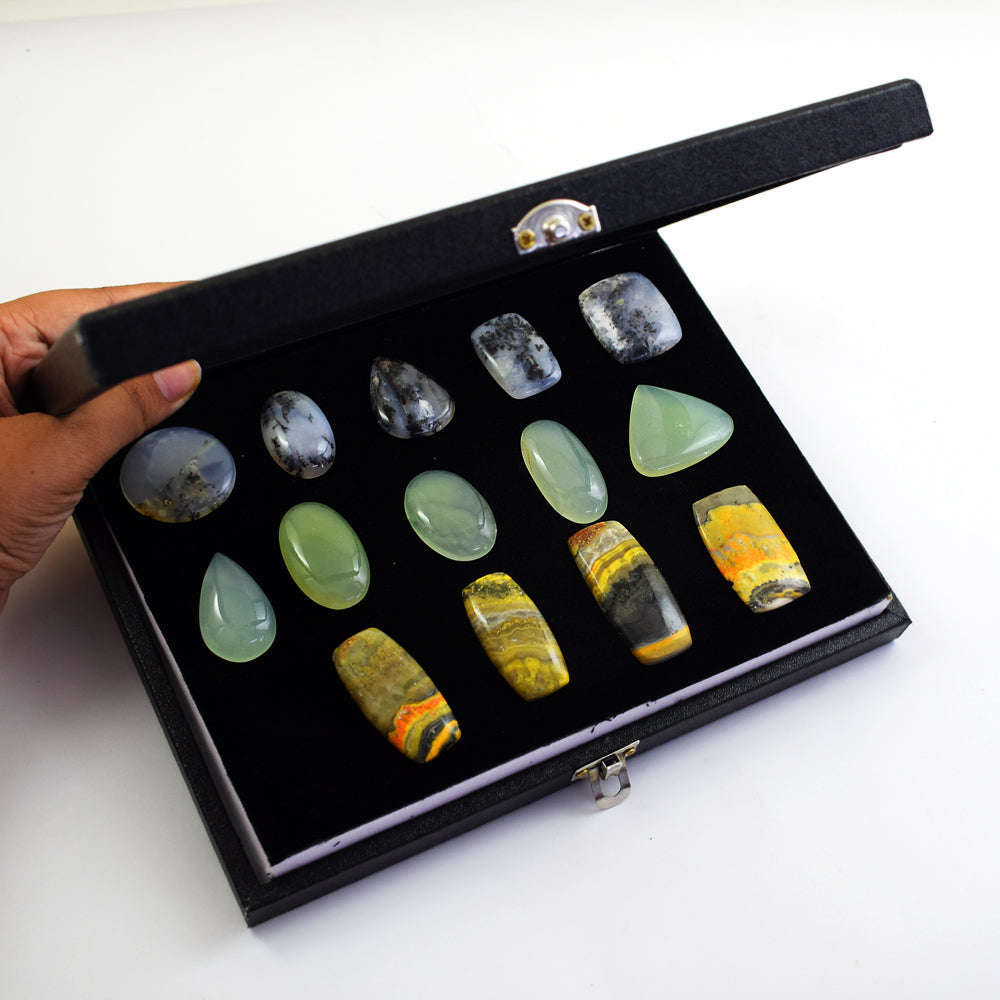 gemsmore:Natural Bumble Bee Jasper,Dendrite Opal,Chalcedony Untreated Gemstone Cabochon Lot gemsmore:Natural Bumble Bee Jasper,Dendrite Opal,Chalcedony Untreated Gemstone Cabochon Lot