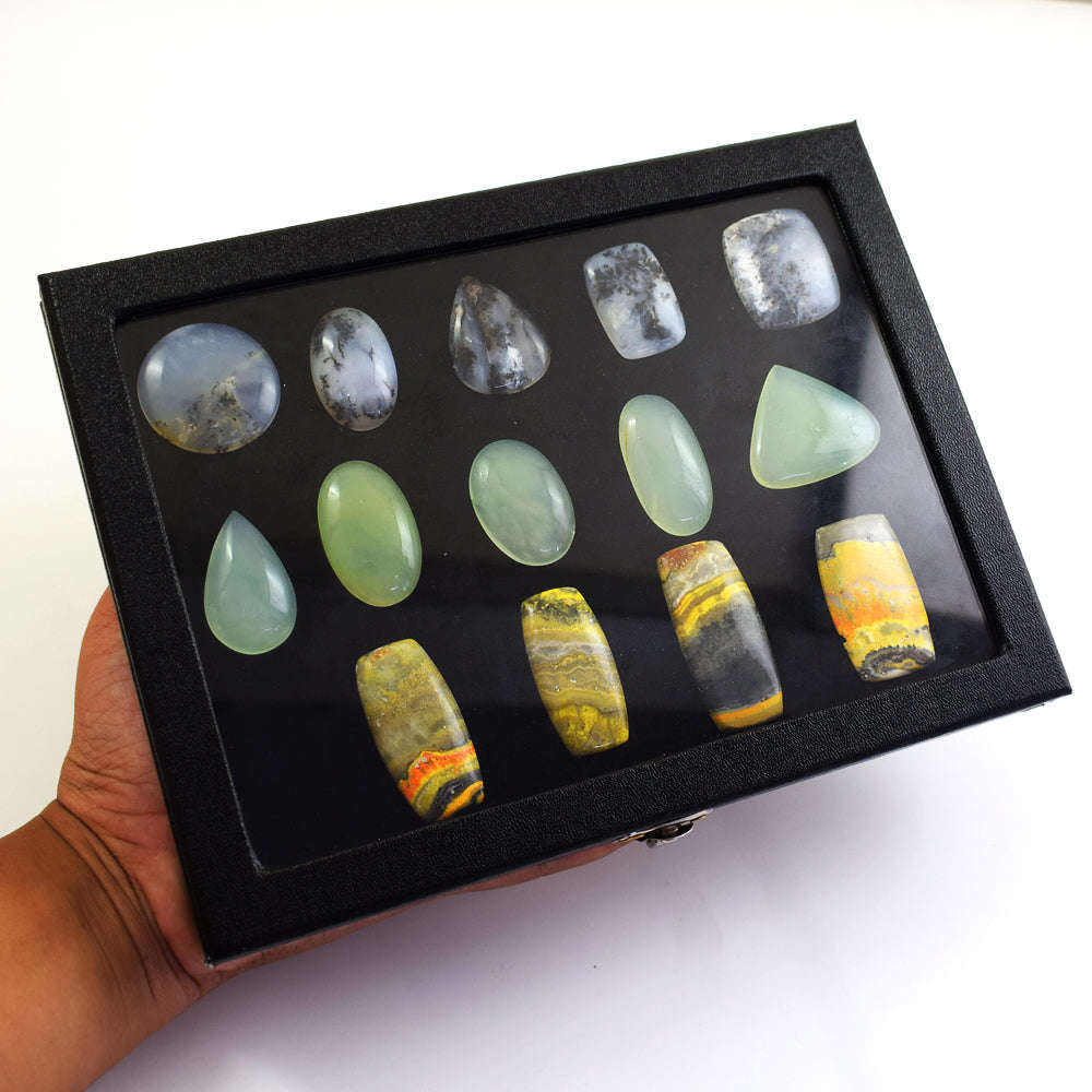 gemsmore:Natural Bumble Bee Jasper,Dendrite Opal,Chalcedony Untreated Gemstone Cabochon Lot gemsmore:Natural Bumble Bee Jasper,Dendrite Opal,Chalcedony Untreated Gemstone Cabochon Lot