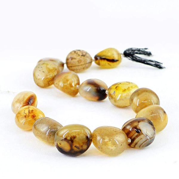 gemsmore:Natural Drilled Black Onyx Beads Strand