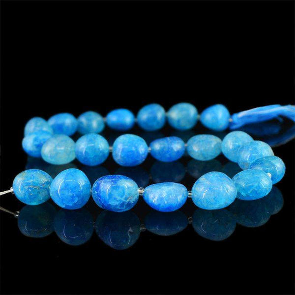 gemsmore:Natural Drilled Blue Onyx Beads Strand - Untreated