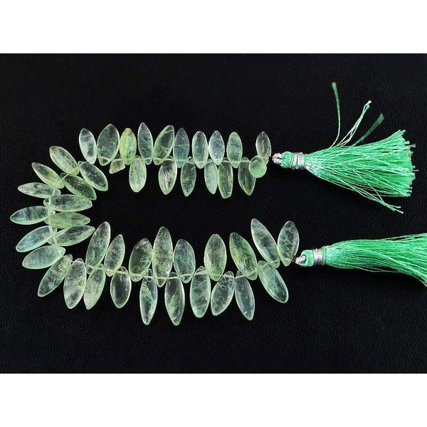 gemsmore:Natural Drilled Green Chalcedony Unheated Beads Strand