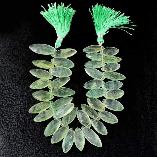 gemsmore:Natural Drilled Green Fluorite Beads Strand