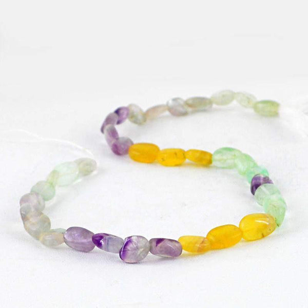 gemsmore:Natural Drilled Multicolor Fluorite Beads Strand