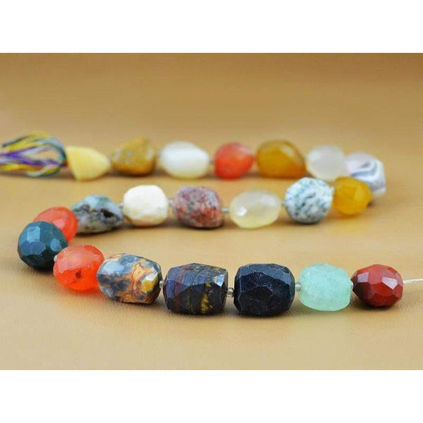 gemsmore:Natural Drilled Onyx & Agate Faceted Beads Strand