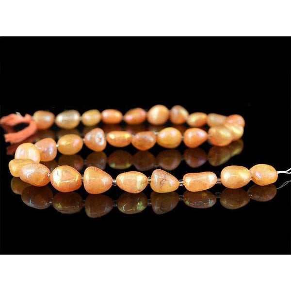 gemsmore:Natural Drilled Orange Coated Onyx Beads Strand