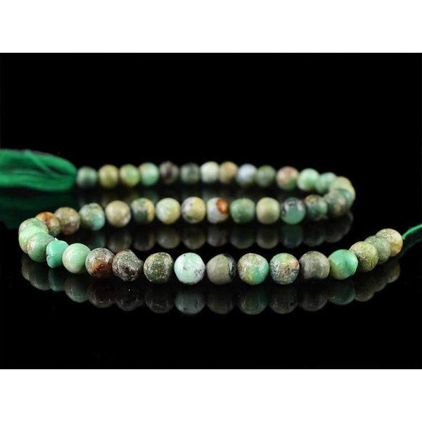 gemsmore:Natural Drilled Peruvian Opal Round Shape Beads Strand