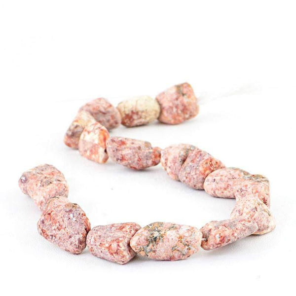 gemsmore:Natural Drilled Pink Rhodonite Beads Strand