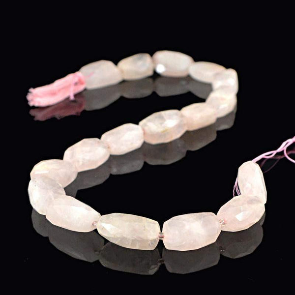 gemsmore:Natural Drilled Pink Rose Quartz Beads Strand