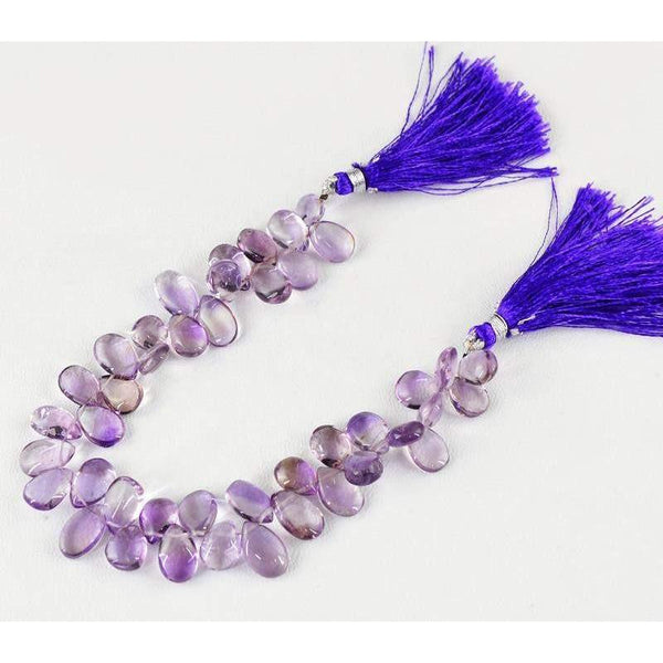 gemsmore:Natural Drilled Purple Amethyst Beads Strand