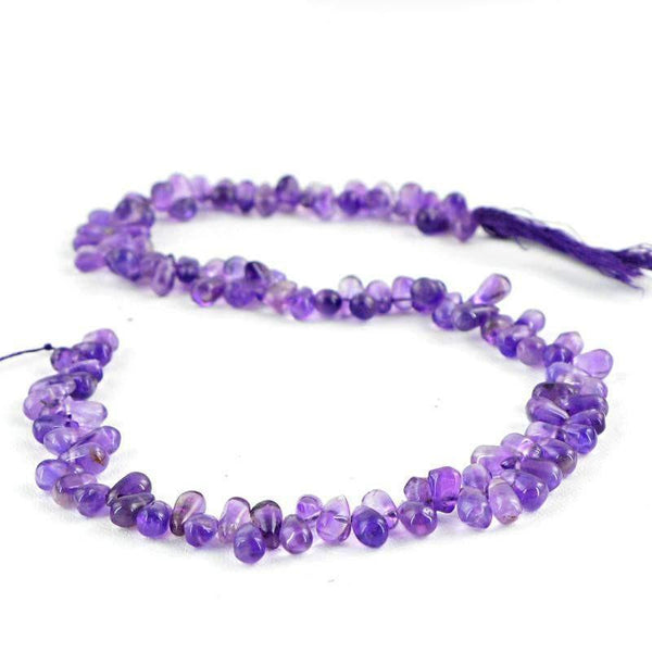 gemsmore:Natural Drilled Purple Amethyst Beads Strand