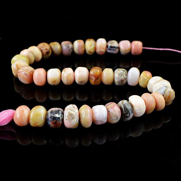 gemsmore:Natural Drilled Round Shape Pink Australian Opal Beads Strand