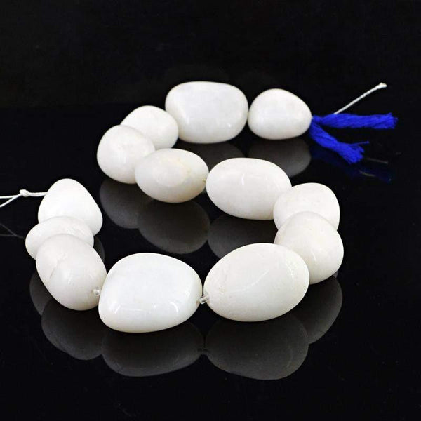 gemsmore:Natural Drilled White Agate Beads Strand