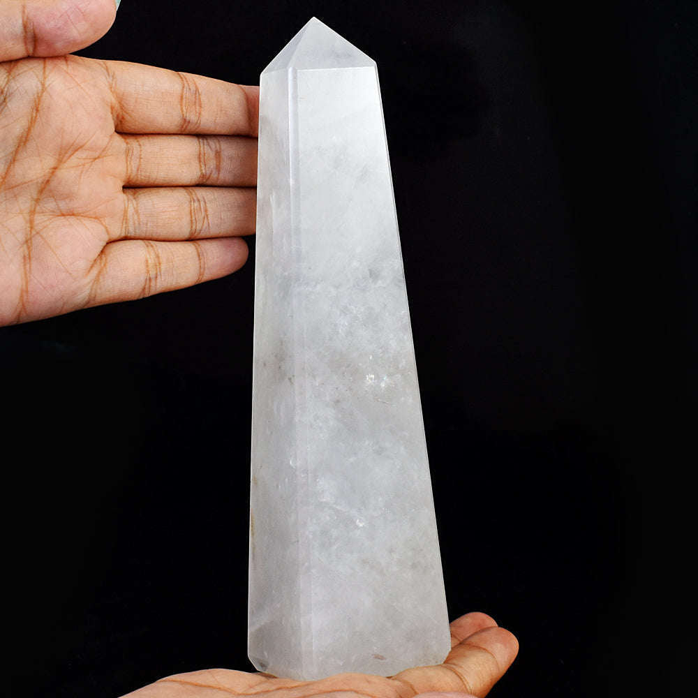 gemsmore:Natural Exclusive Pink Rose Quartz Carved Healing Crystal Tower gemsmore:Natural Exclusive Pink Rose Quartz Carved Healing Crystal Tower