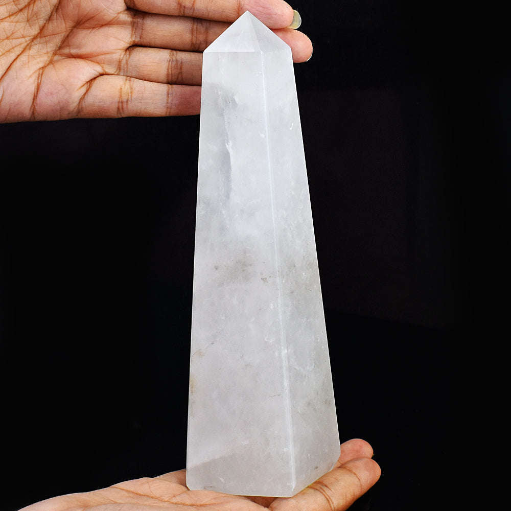 gemsmore:Natural Exclusive Pink Rose Quartz Carved Healing Crystal Tower gemsmore:Natural Exclusive Pink Rose Quartz Carved Healing Crystal Tower