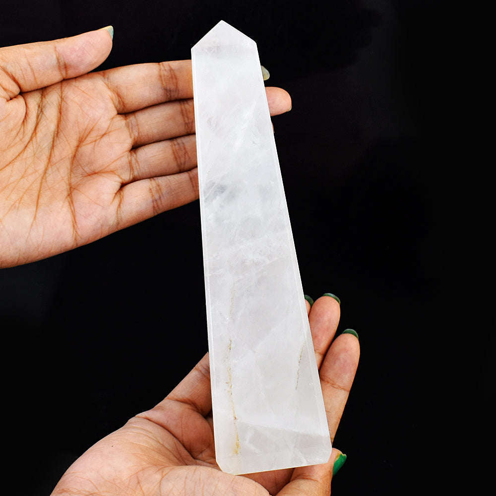 gemsmore:Natural Exclusive Pink Rose Quartz Carved Healing Crystal Tower gemsmore:Natural Exclusive Pink Rose Quartz Carved Healing Crystal Tower