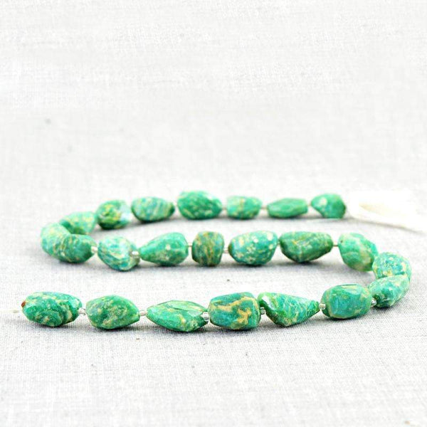 gemsmore:Natural Faceted Amazonite Drilled Beads Strand