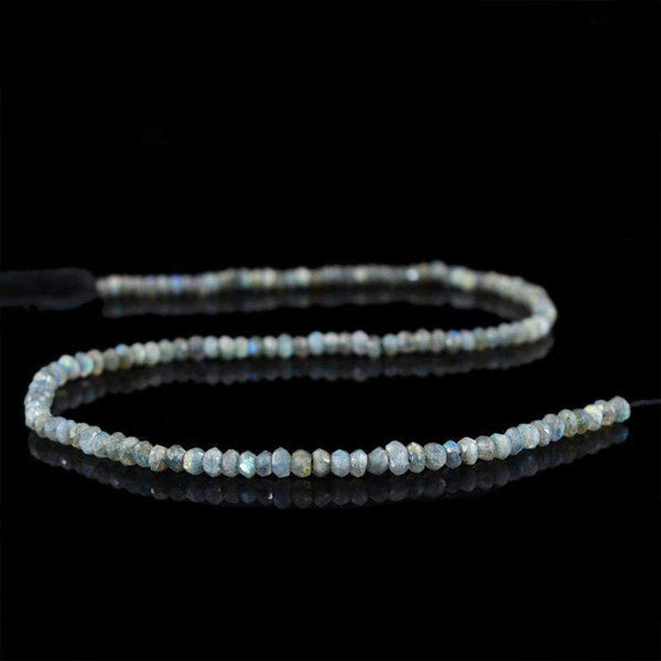 gemsmore:Natural Faceted Blue Flash Labradorite Beads Strand Round Shape Drilled