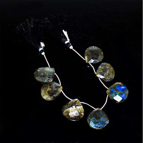 gemsmore:Natural Faceted Blue Flash Labradorite Drilled Beads Strand