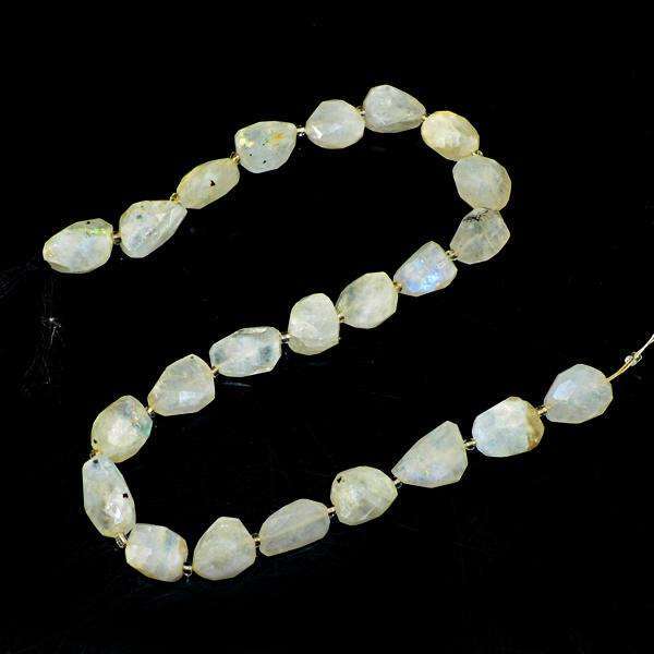 gemsmore:Natural Faceted Blue Flash Moonstone Drilled Beads Strand