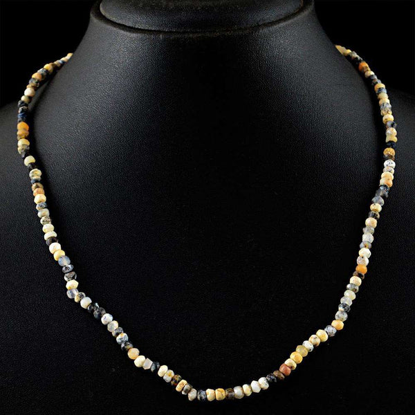 gemsmore:Natural Faceted Dendrite Opal Necklace - Round Shape Beads