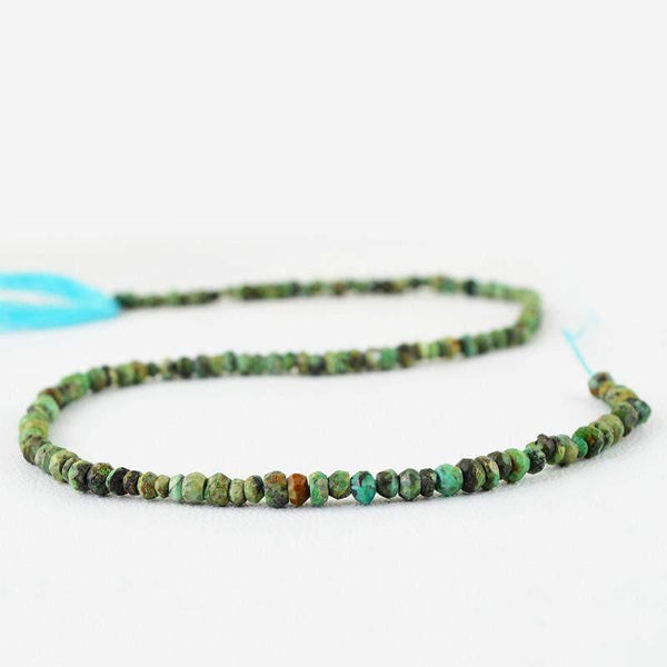 gemsmore:Natural Faceted Drilled Turquoise Round Beads Strand