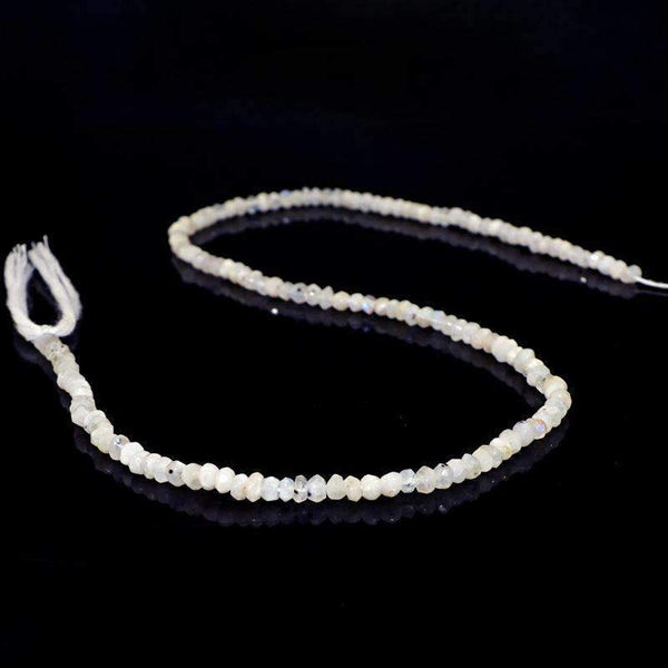 gemsmore:Natural Faceted Moonstone Beads Strand Round Shape Drilled
