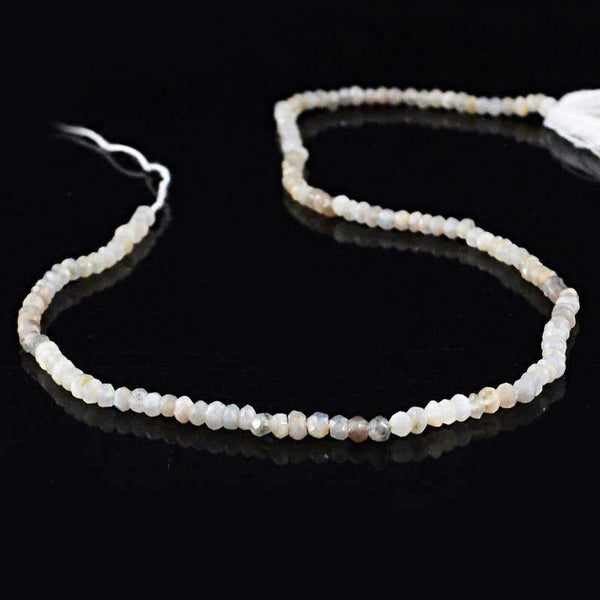gemsmore:Natural Faceted Moonstone Drilled Beads Strand - Round Shape