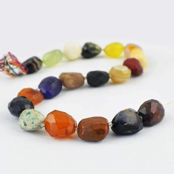 gemsmore:Natural Faceted Multicolor Multi Gemstone Drilled Beads Strand