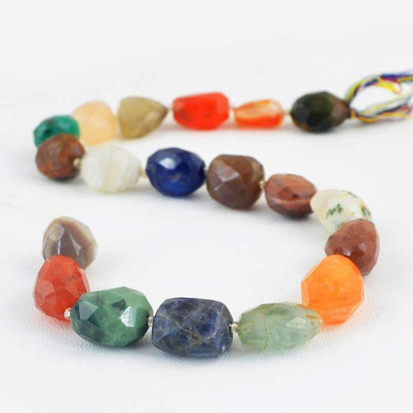 gemsmore:Natural Faceted Multicolor Multi Gemstone Strand Drilled Beads