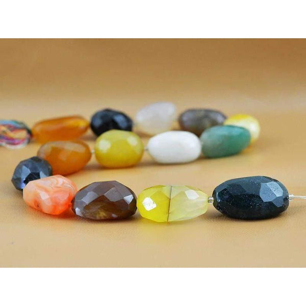 gemsmore:Natural Faceted Multicolor Onyx Drilled Beads Strand