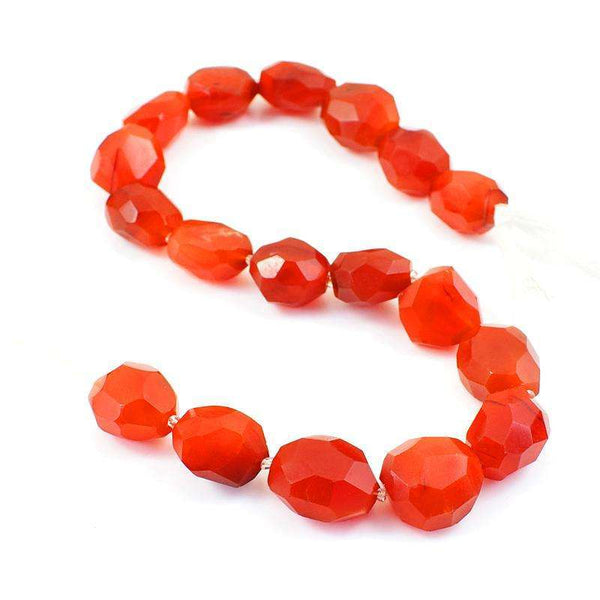 gemsmore:Natural Faceted Orange Carnelian Drilled Beads Strand