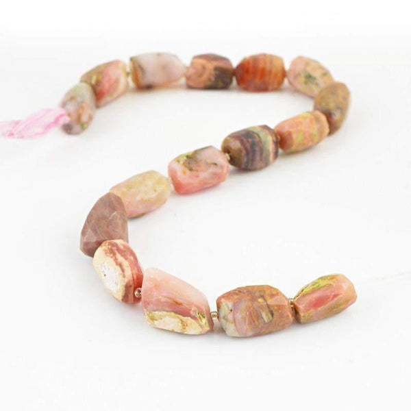 gemsmore:Natural Faceted Pink Australian Opal Beads Strand