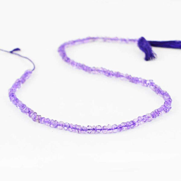 gemsmore:Natural Faceted Purple Amethyst Drilled Beads Strand - Round Shape