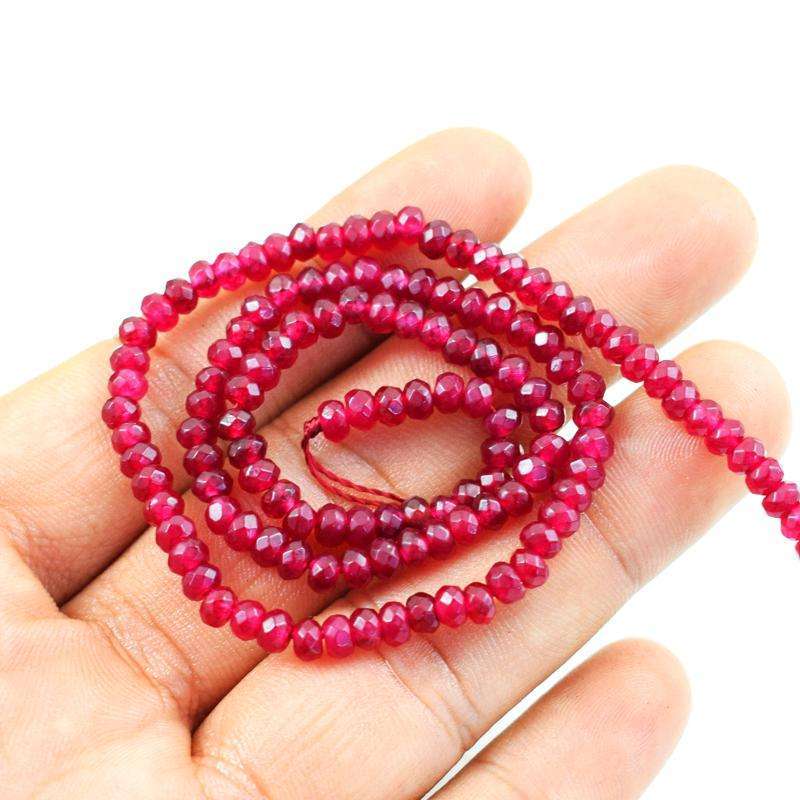 gemsmore:Natural Faceted Red Garnet Round Shape Drilled Beads Strand gemsmore:Natural Faceted Red Garnet Round Shape Drilled Beads Strand