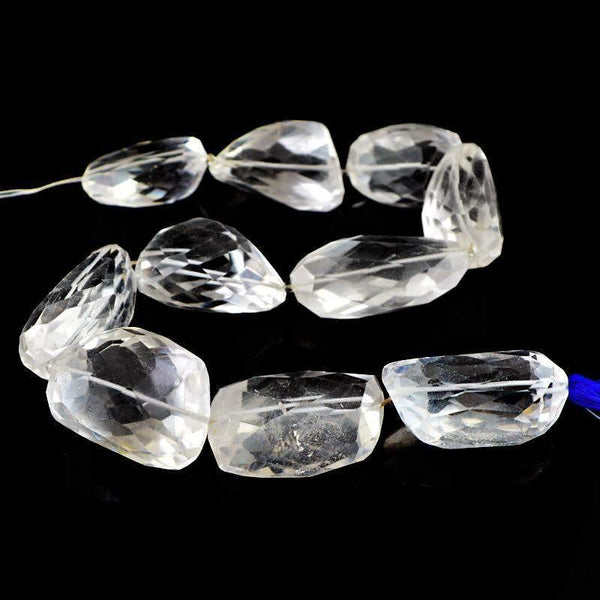 gemsmore:Natural Faceted White Quartz Beads Strand