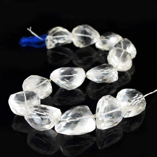 gemsmore:Natural Faceted White Quartz Drilled Beads Strand