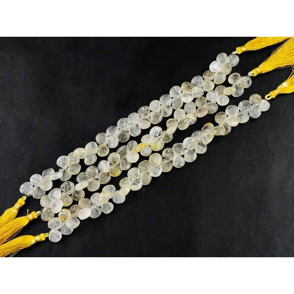 gemsmore:Natural Golden Rutile Drilled Beads Strands