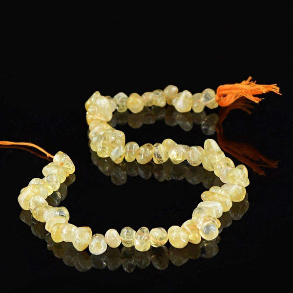 gemsmore:Natural Golden Rutile Quartz Drilled Beads Strand