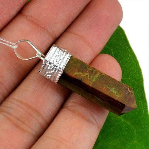 gemsmore:Natural Golden Tiger Eye Healing Point Pendant gemsmore:Natural Golden Tiger Eye Healing Point Pendant