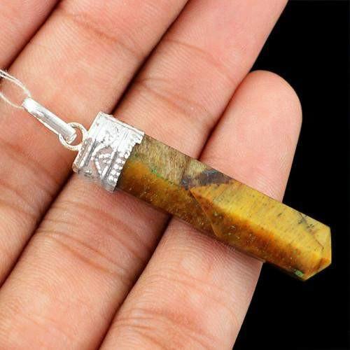gemsmore:Natural Golden Tiger Eye Healing Point Pendant gemsmore:Natural Golden Tiger Eye Healing Point Pendant