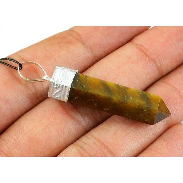 gemsmore:Natural Golden Tiger Eye Healing Point Pendant gemsmore:Natural Golden Tiger Eye Healing Point Pendant