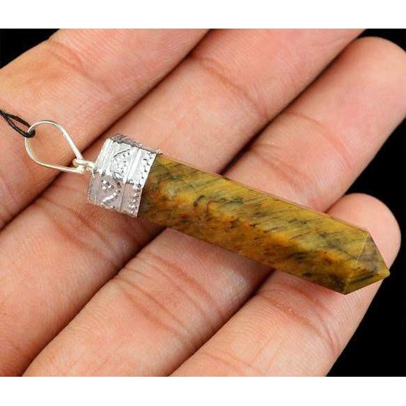 gemsmore:Natural Golden Tiger Eye Healing Point Pendant gemsmore:Natural Golden Tiger Eye Healing Point Pendant